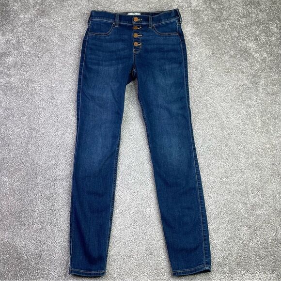 Abercrombie Kids Jeans Girl’s 15/16 Blue Legging High Rise Pull On Dark Wash - Picture 1 of 11